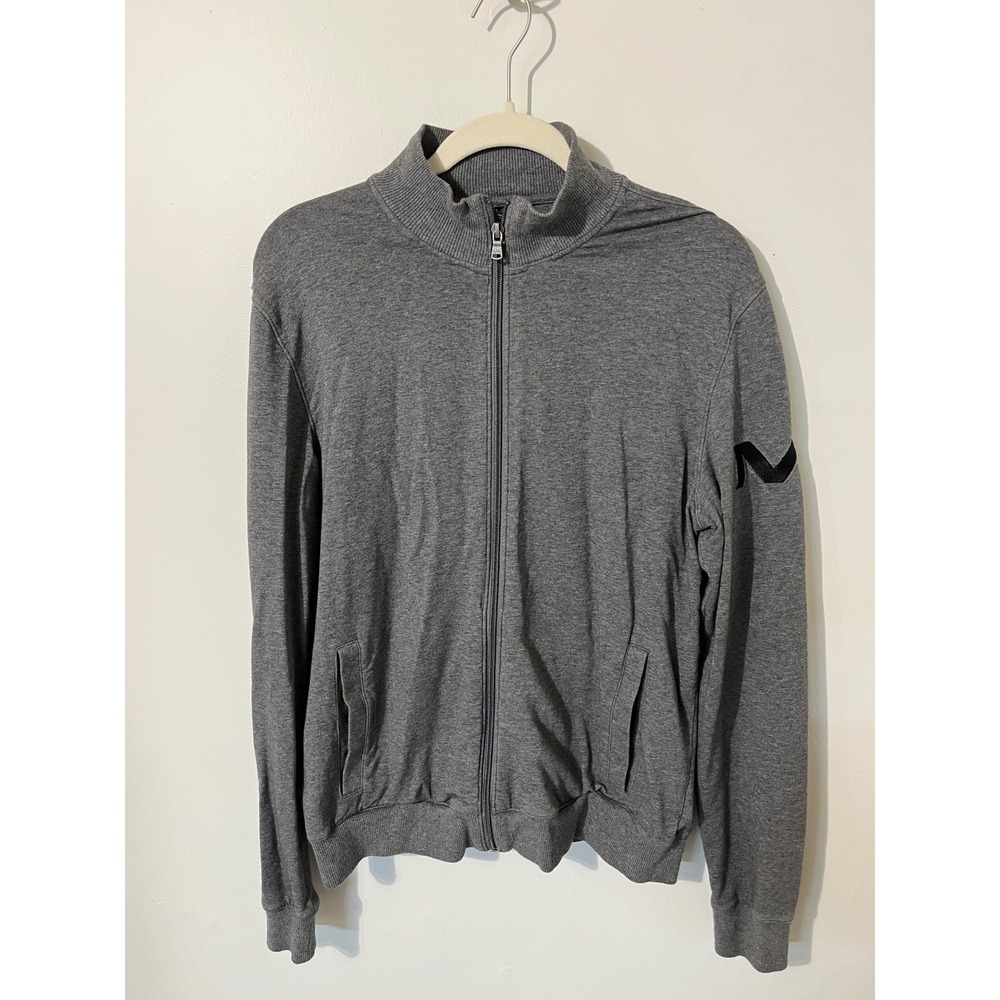 Michael Kors Mens Heather Gray Full Zip Track Jacket MK Sleeve Logo Size M